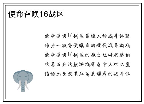 使命召唤16战区